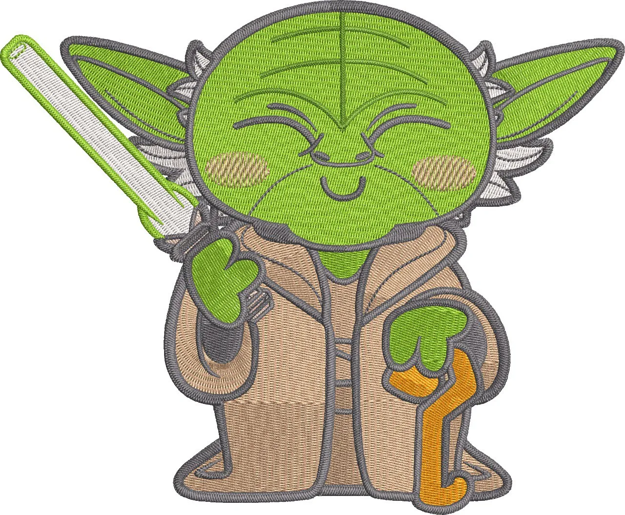  Chibi Yoda with Lightsaber Embroidery  embroidery pattern preview