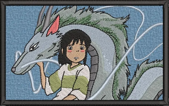  Chihiro and Haku Embroidered Patch  embroidery pattern preview