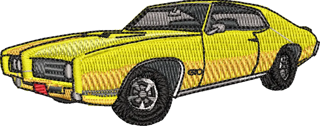  Classic Yellow Muscle Car Embroidery  embroidery pattern preview