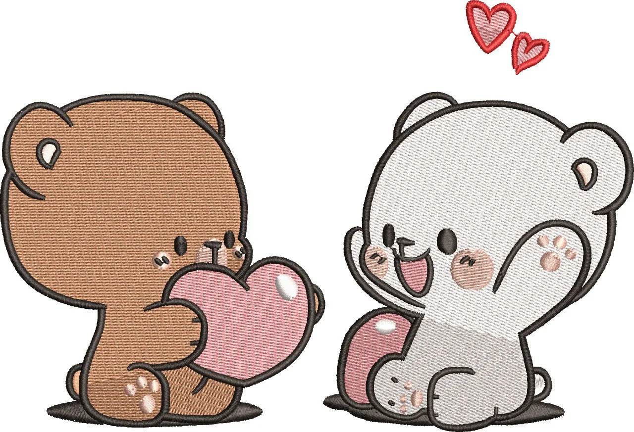  Cute Bears with Heart and Love Symbols  embroidery pattern preview