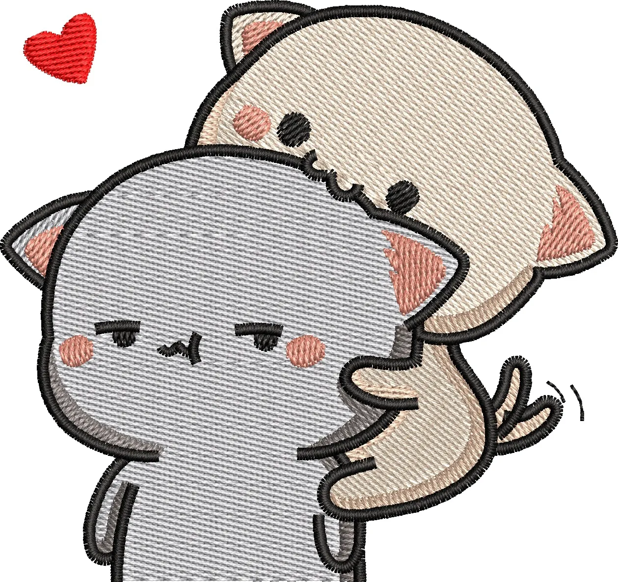  Cute Cat Hug Embroidery Patch  embroidery pattern preview