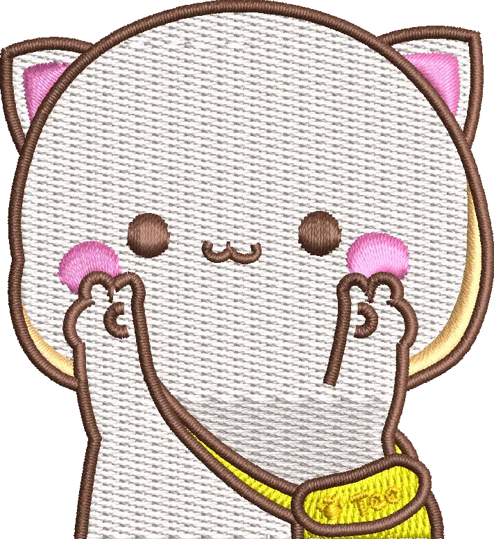  Cute Maneki Neko Cat with Blush  embroidery pattern preview