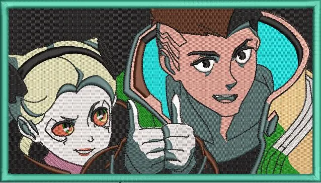  Cyberpunk Duo Thumbs Up Patch  embroidery pattern preview