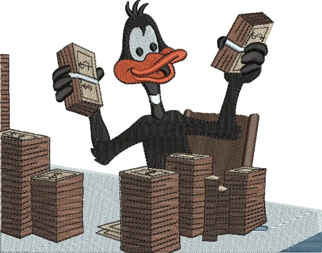  Daffy Duck Surrounded by Money  embroidery pattern preview