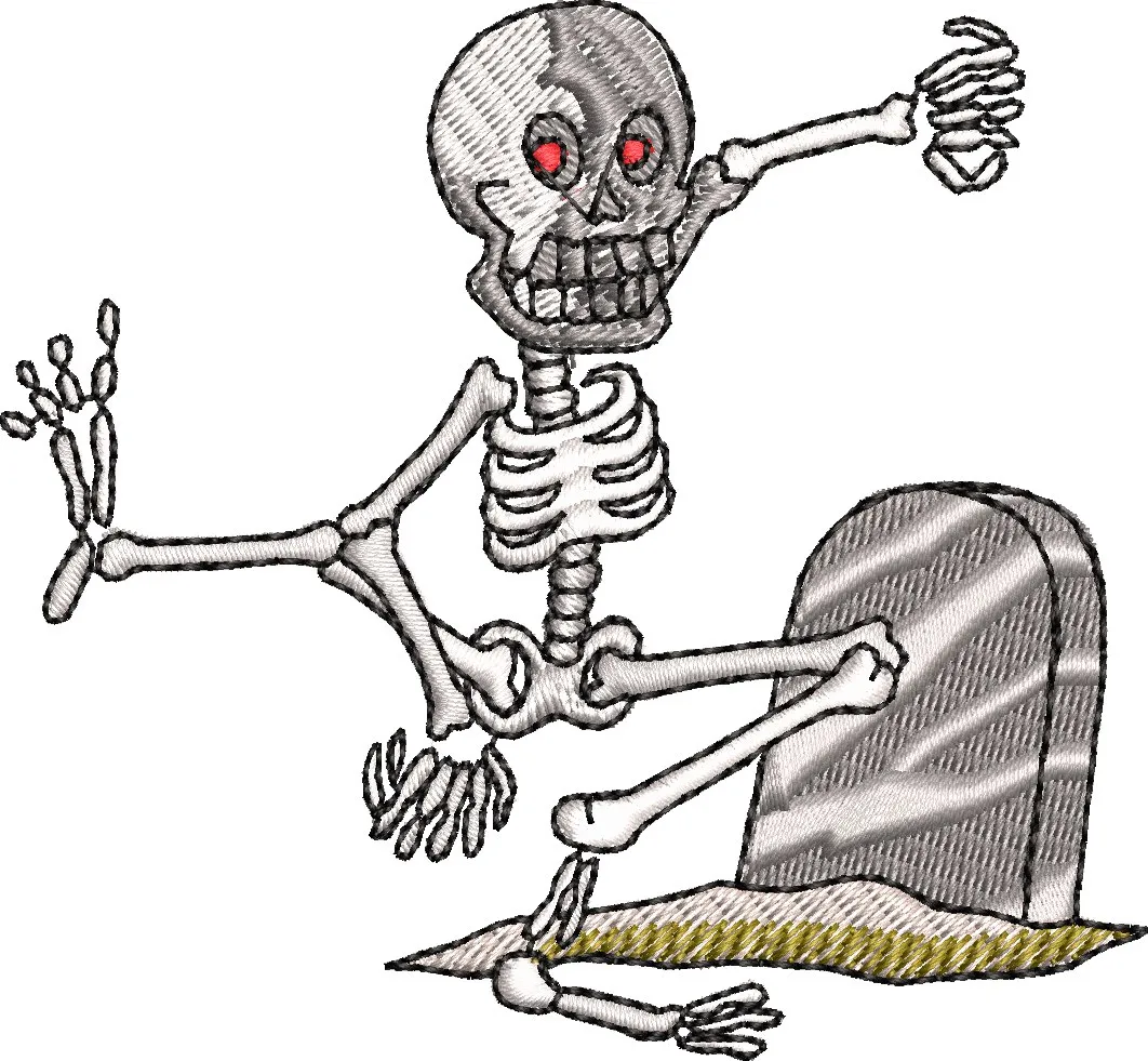  Dancing Skeleton Rising from Grave  embroidery pattern preview