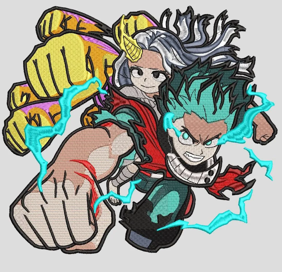  Deku and Eri Dynamic Punch Embroidery  embroidery pattern preview