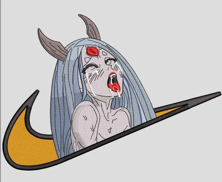  Demon Girl with Nike Swoosh Embroidery  embroidery pattern preview