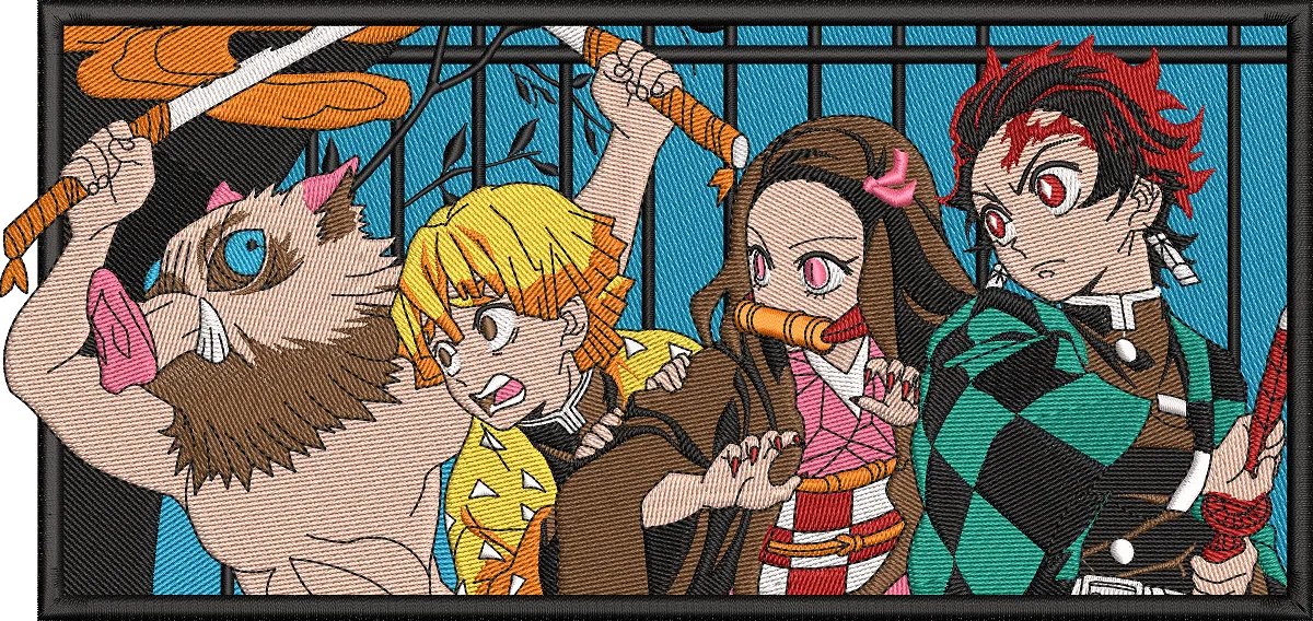  Demon Slayer Main Cast Group Scene  embroidery pattern preview