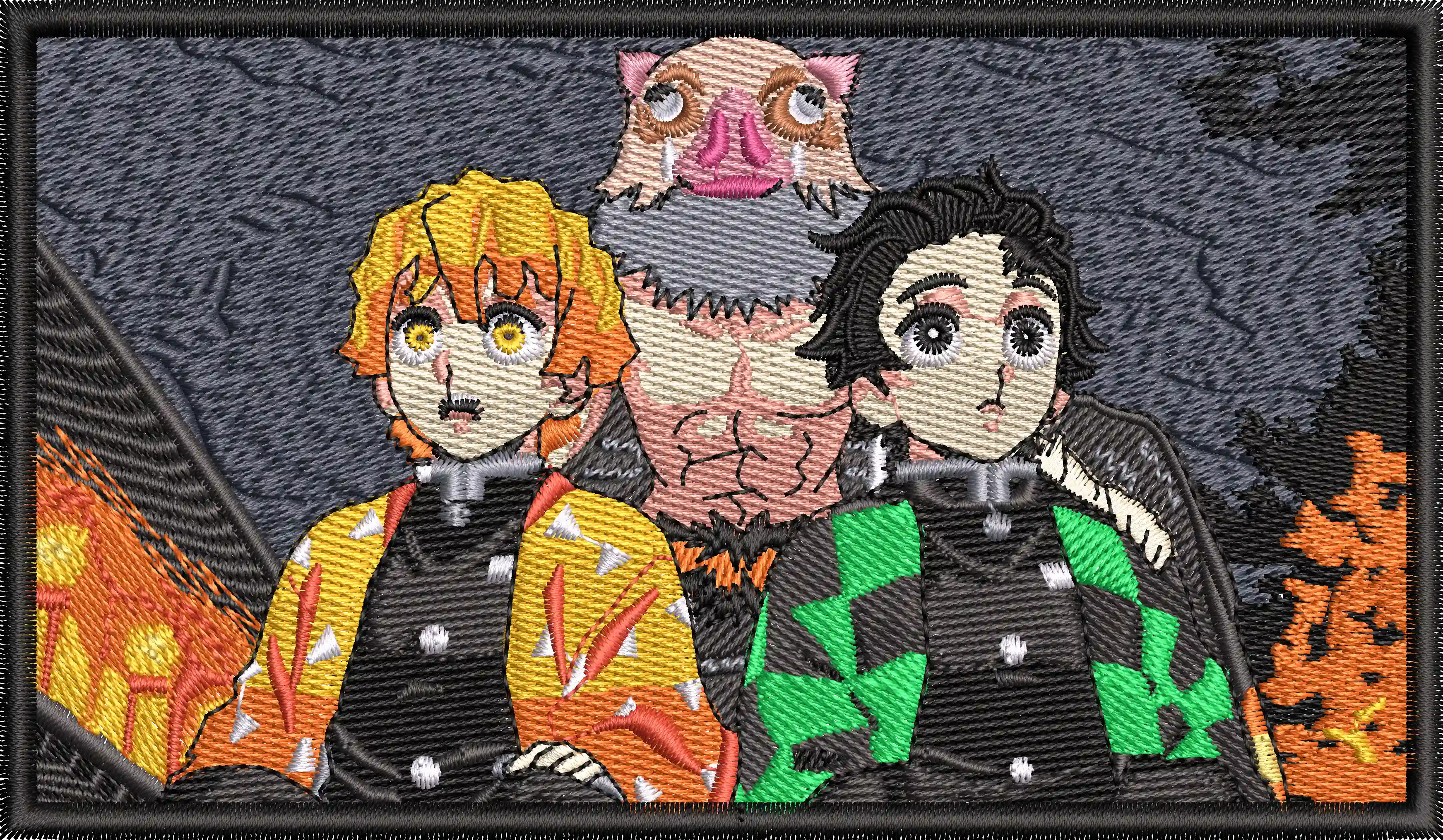  Demon Slayer Trio Embroidered Patch Style  embroidery pattern preview