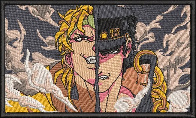  Dio and Jotaro Split Face Patch  embroidery pattern preview