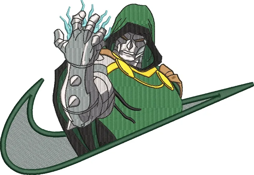  Doctor Doom in Nike Swoosh Patch  embroidery pattern preview