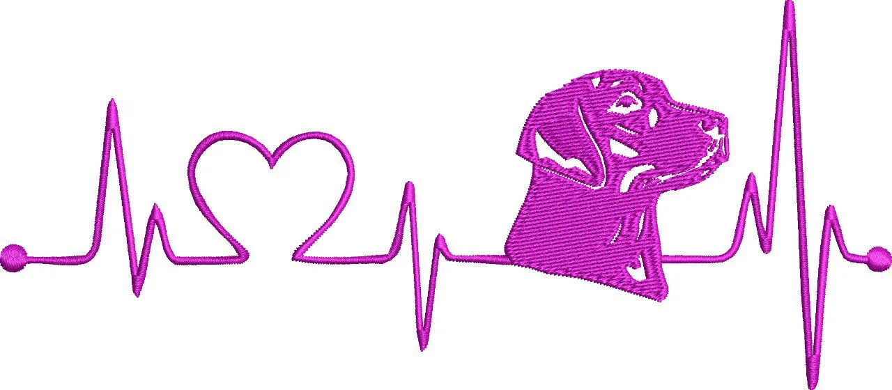  Dog Head in Heartbeat Line Art  embroidery pattern preview