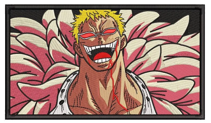  Donquixote Doflamingo Laughing Embroidered Patch  embroidery pattern preview