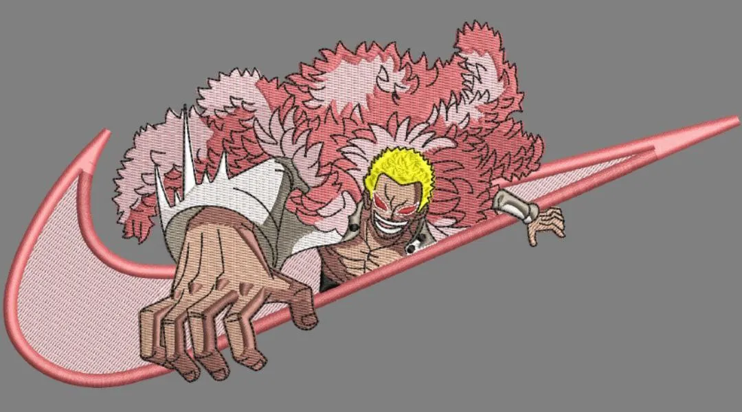  Donquixote Doflamingo with Pink Nike Swoosh  embroidery pattern preview