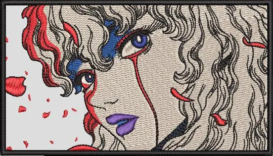  Dramatic Woman with Petals and Bold Makeup  embroidery pattern preview