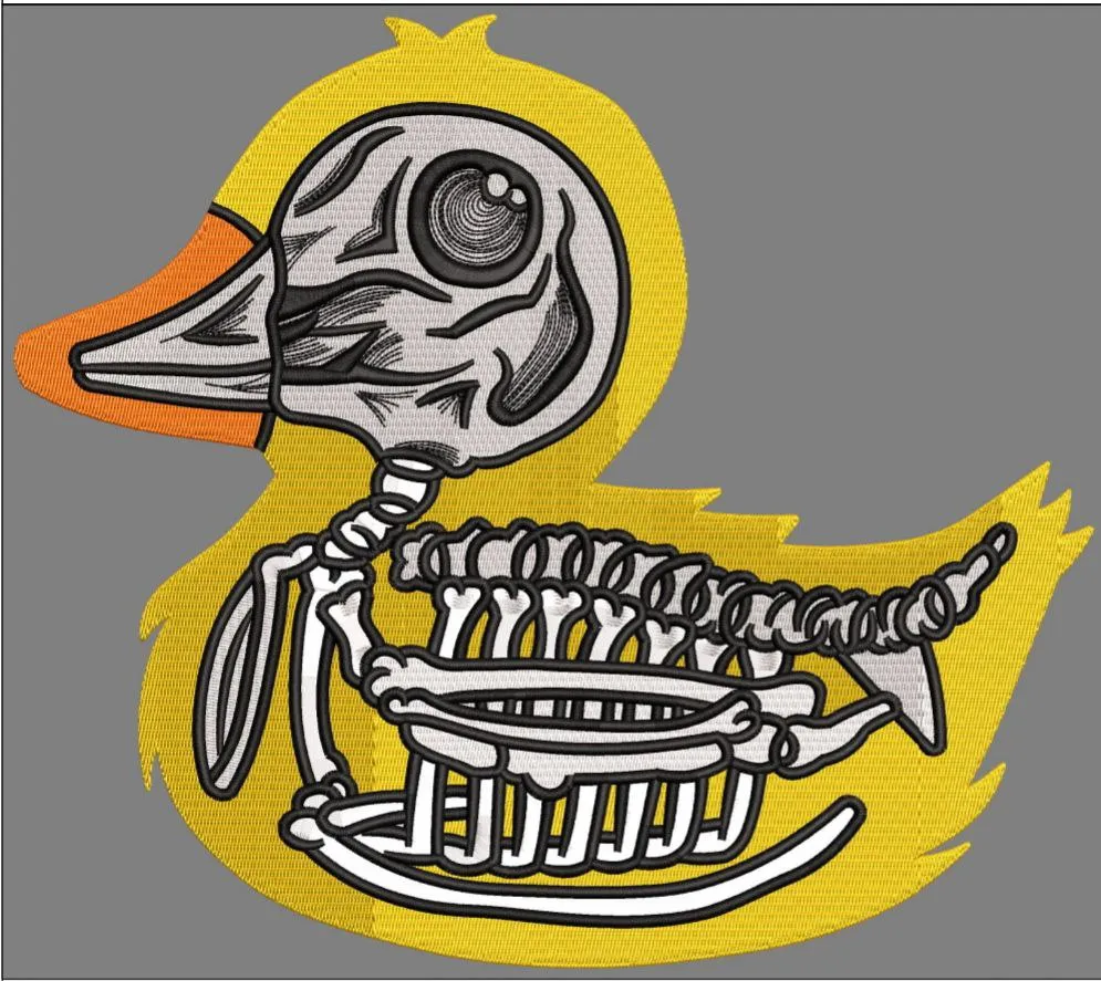  Duck Skeleton Side View Patch  embroidery pattern preview