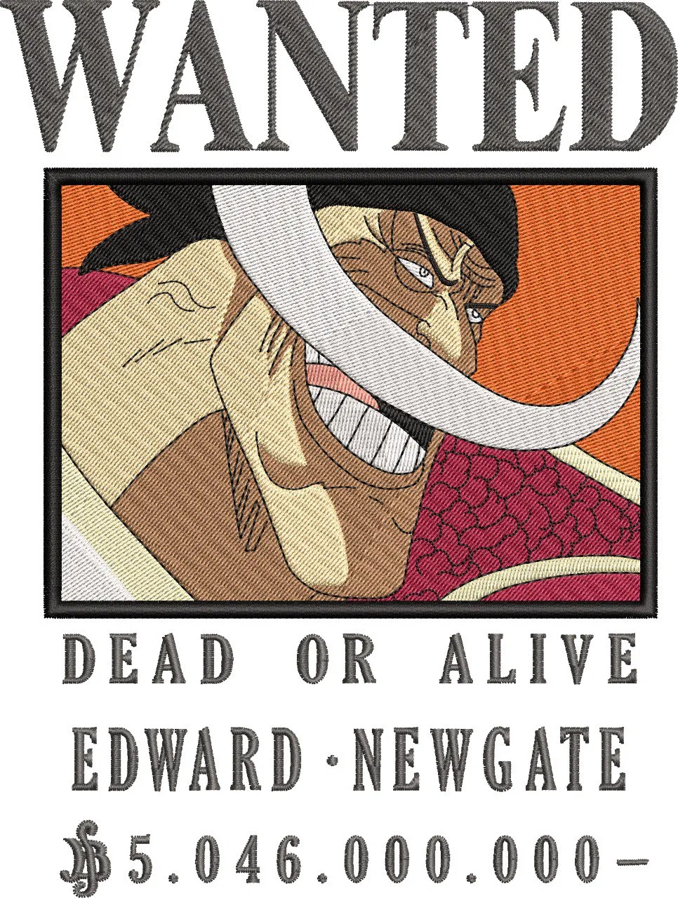  Edward Newgate Wanted Poster One Piece  embroidery pattern preview