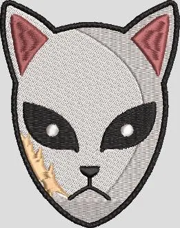  Embroidered Cat Face Patch with Mask and Scar  embroidery pattern preview