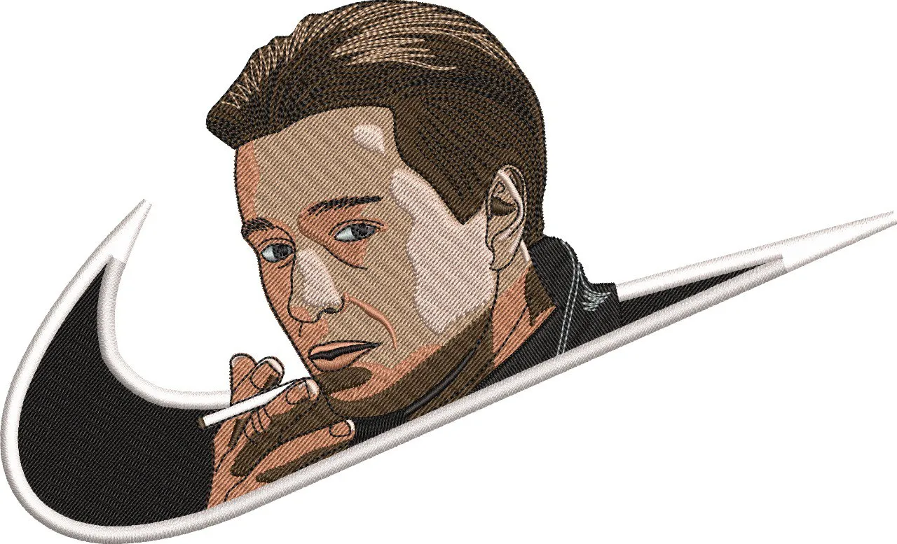  Embroidered Man Smoking in Nike Swoosh  embroidery pattern preview