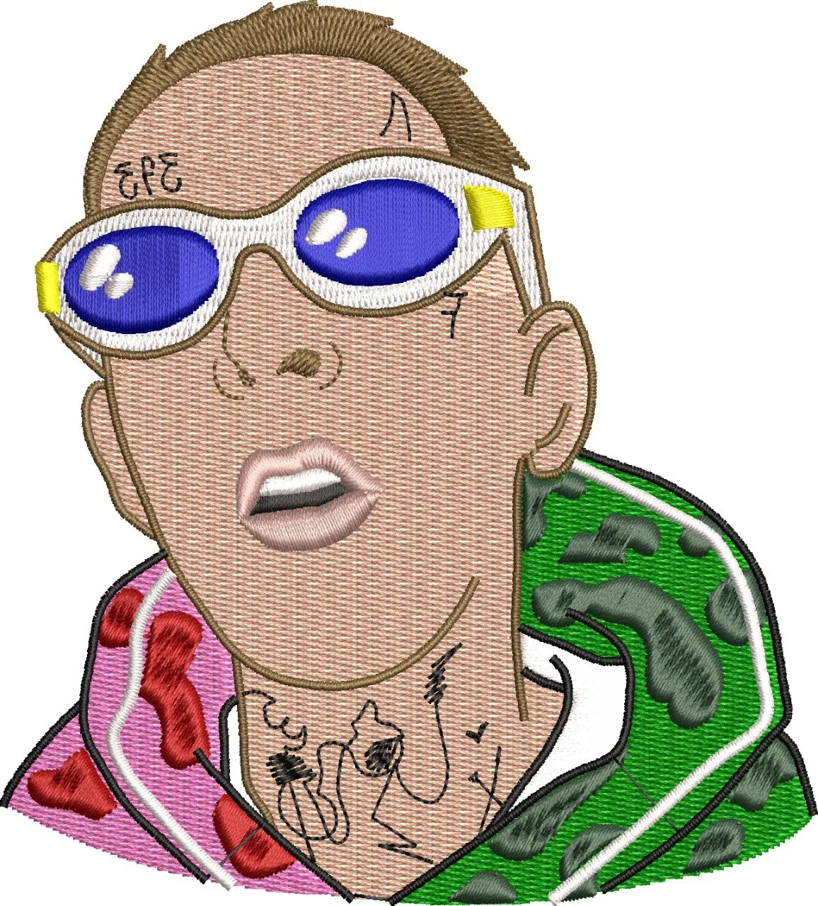  Embroidered Man with Colorful Hoodie and Sunglasses  embroidery pattern preview