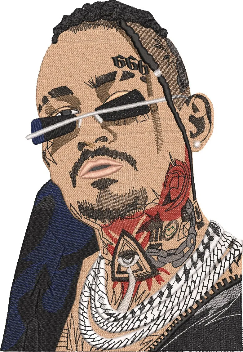  Embroidered Man with Tattoos Chains and Sunglasses  embroidery pattern preview