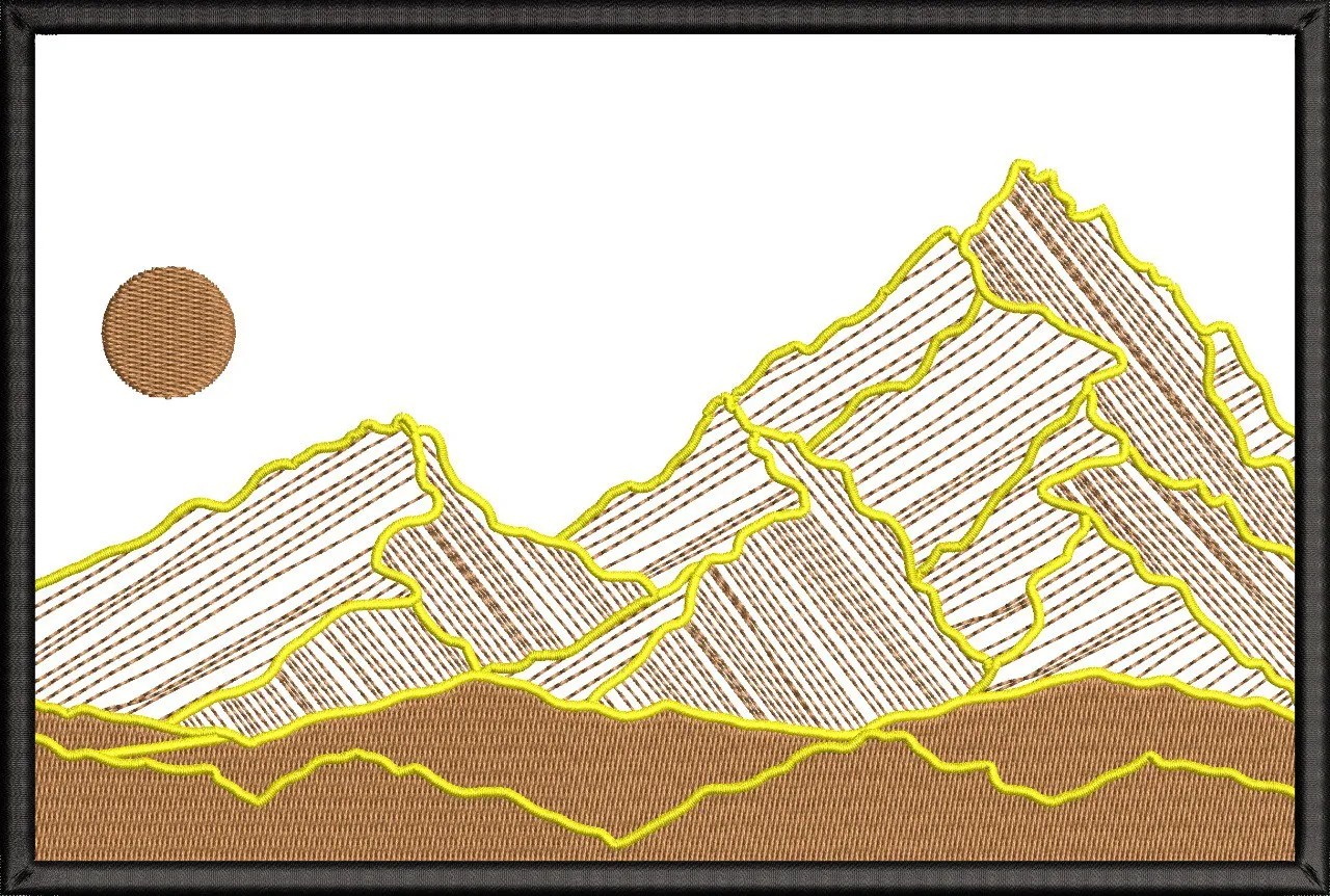  Embroidered Mountain Peaks with Sun  embroidery pattern preview