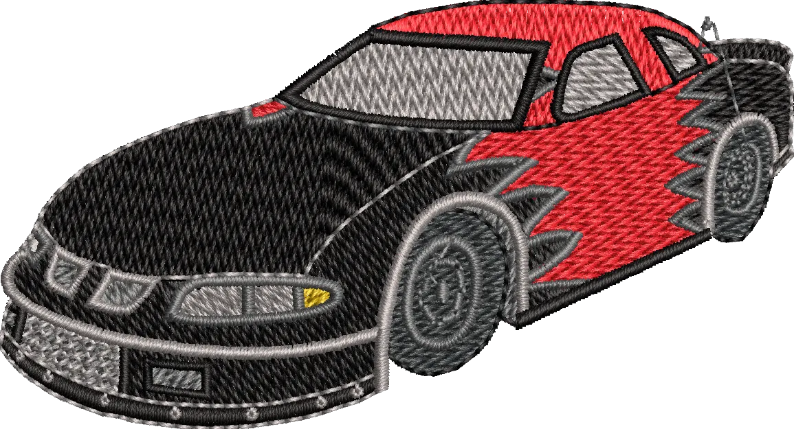  Embroidered Race Car with Red and Black Design  embroidery pattern preview
