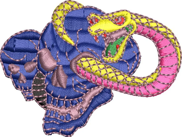  Embroidered Snake Coiled Around Skull  embroidery pattern preview