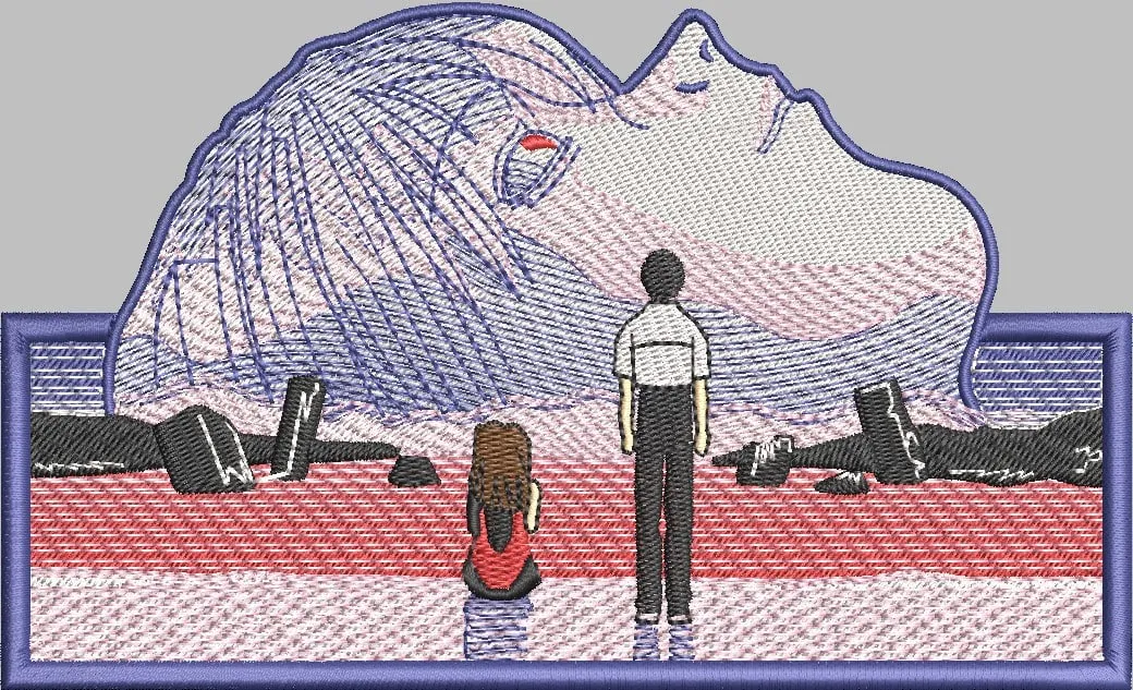  End of Evangelion Embroidered Scene  embroidery pattern preview