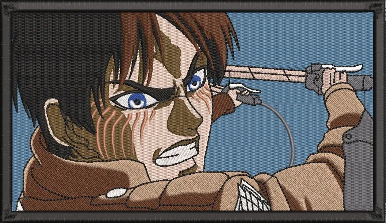  Eren Yeager Attack on Titan Survey Corps Gear  embroidery pattern preview
