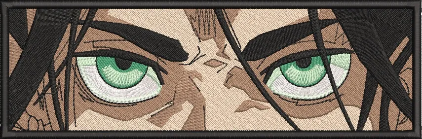  Eren Yeager Intense Eyes Closeup Panel  embroidery pattern preview