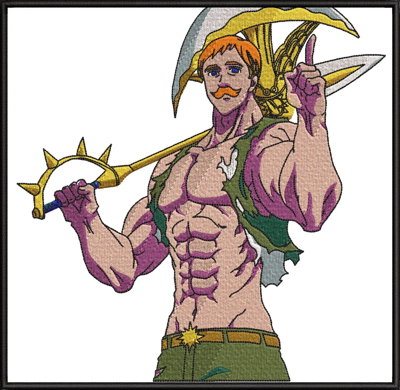  Escanor with Divine Axe Rhitta Embroidery Style  embroidery pattern preview