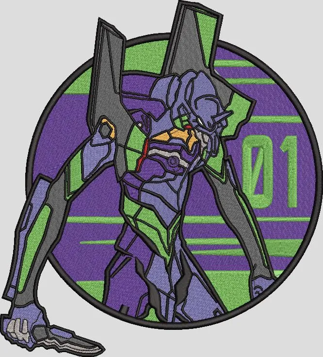  Evangelion Unit 01 Embroidered Patch  embroidery pattern preview