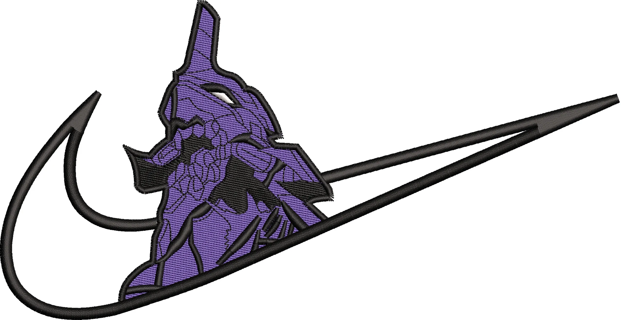  Evangelion Unit 01 in Nike Swoosh  embroidery pattern preview