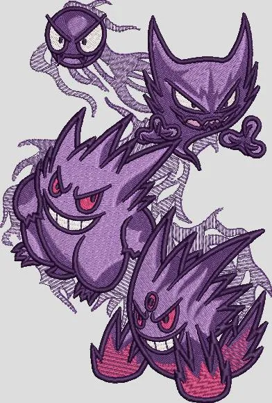  Evolution of Gengar Embroidery Art  embroidery pattern preview
