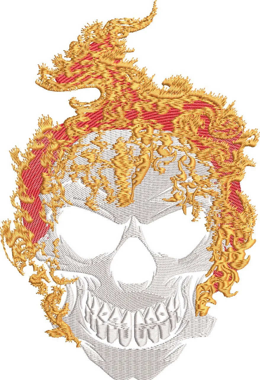  Flaming Skull Embroidery Design  embroidery pattern preview