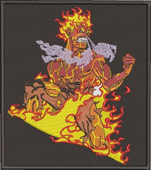  Flaming Superhero Fighter Embroidery  embroidery pattern preview