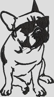  French Bulldog with Sunglasses Outline  embroidery pattern preview