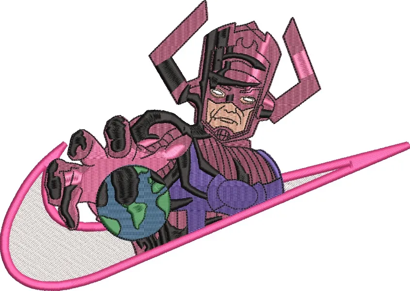  Galactus Holding Earth in Pink Nike Logo  embroidery pattern preview