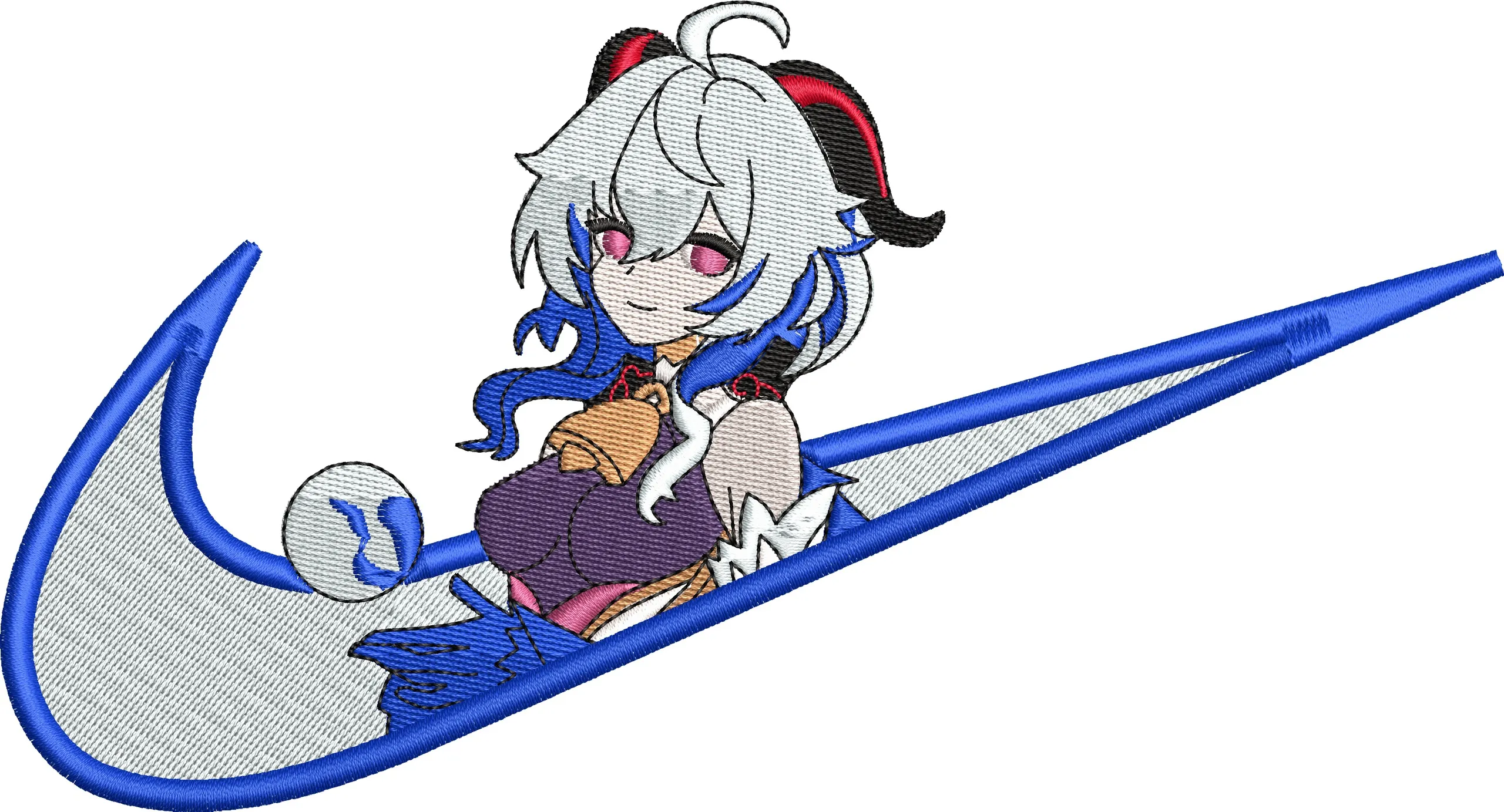  Ganyu from Genshin Impact in Blue Nike Logo  embroidery pattern preview