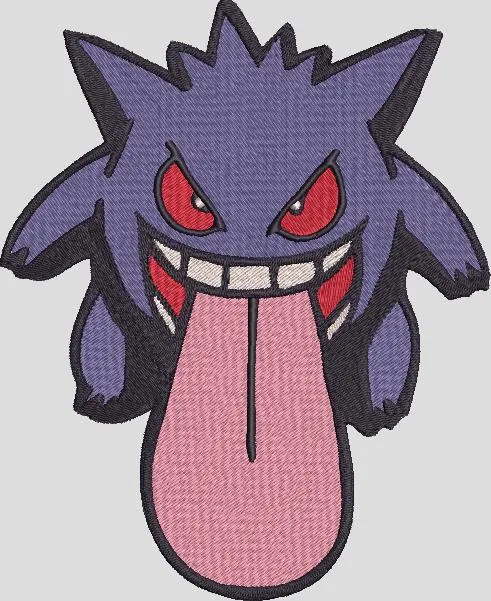  Gengar with Extended Tongue Embroidery  embroidery pattern preview