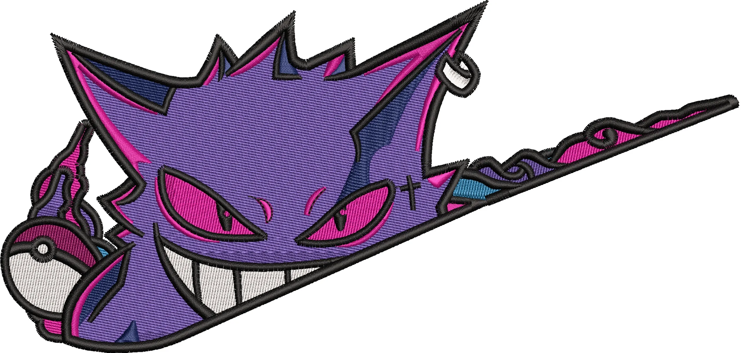  Gengar with Pokeball Diagonal Patch  embroidery pattern preview