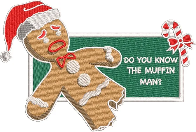  Gingerbread Man with Santa Hat Nike Logo and Christmas Sign  embroidery pattern preview