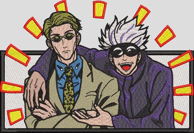  Gojo Satoru and Kento Nanami Embroidered Patch  embroidery pattern preview