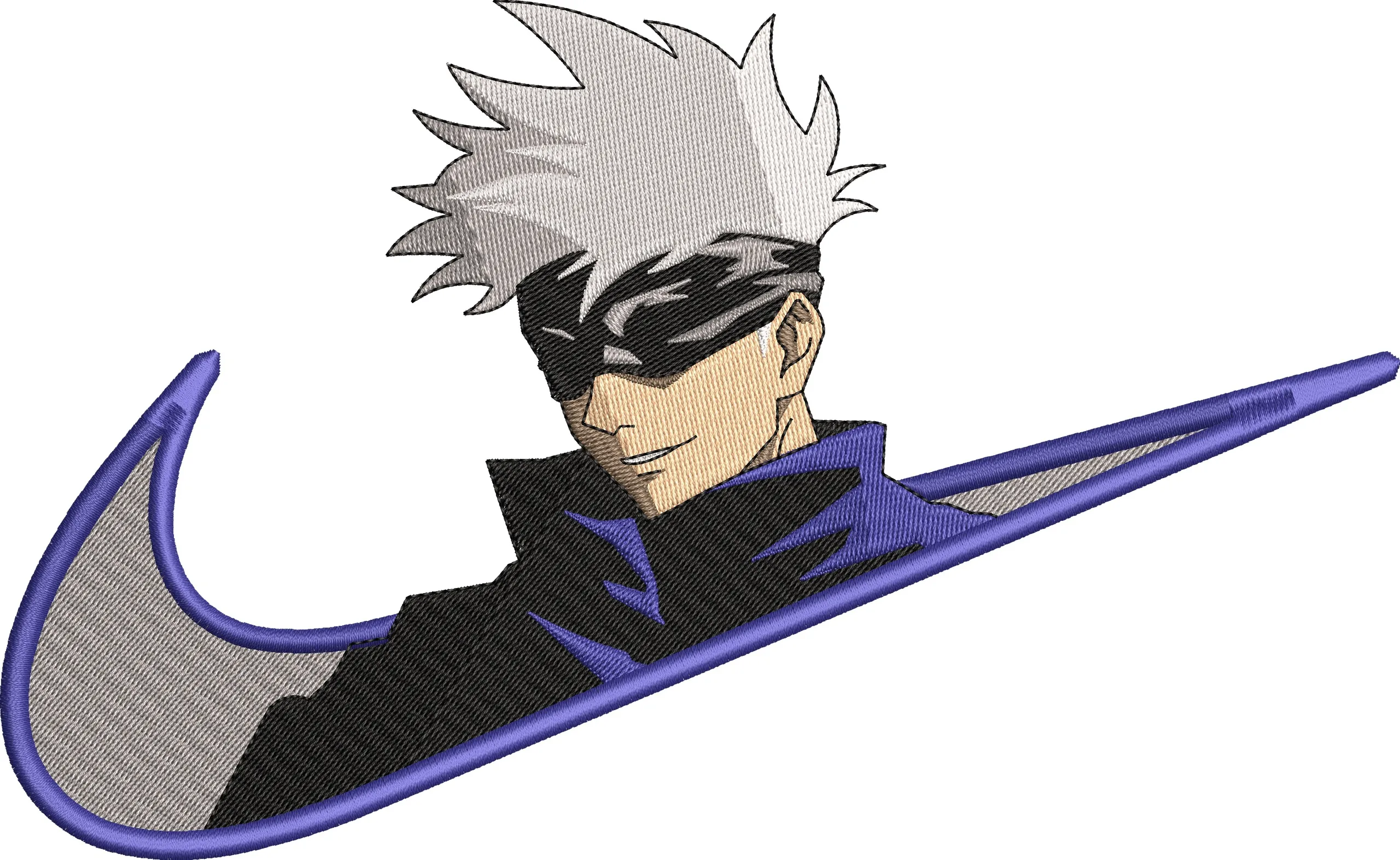  Gojo Satoru in Purple Nike Swoosh  embroidery pattern preview