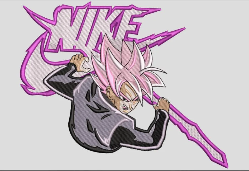  Goku Black with Nike Logo and Energy Sword  embroidery pattern preview