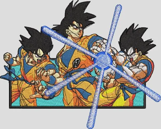  Goku Triple Attack Embroidery Patch  embroidery pattern preview