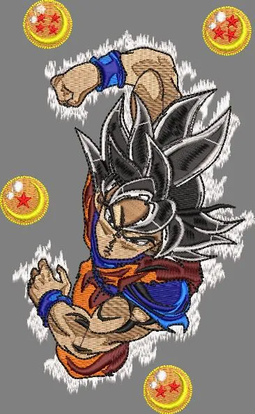  Goku Ultra Instinct with Dragon Balls Embroidery  embroidery pattern preview
