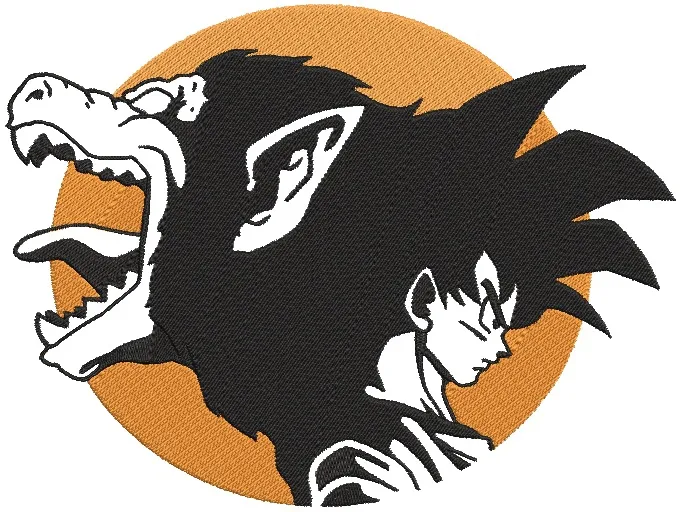  Goku and Great Ape Silhouette with Orange Circle  embroidery pattern preview
