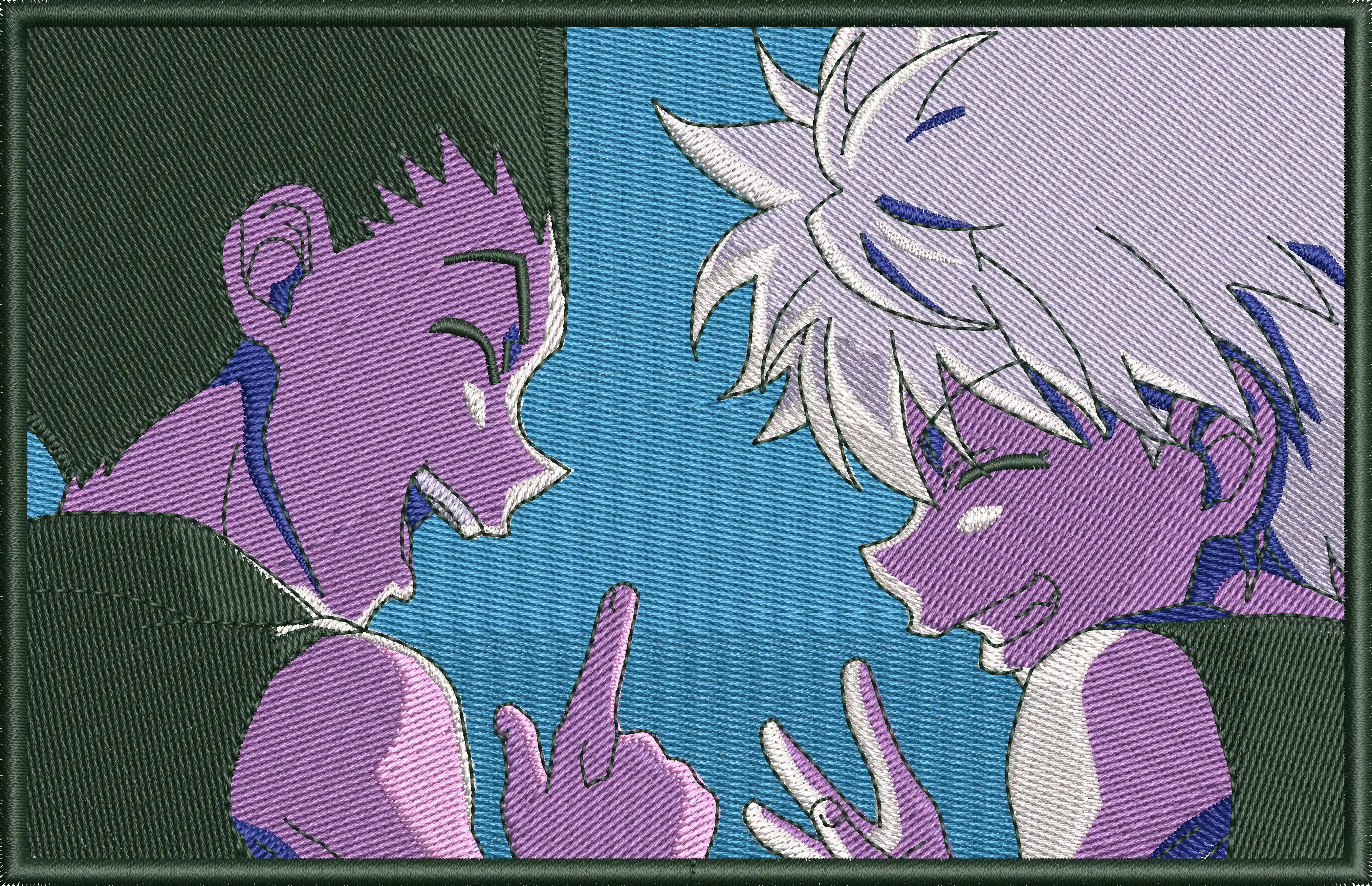  Gon and Killua Patch Style Laughing Scene  embroidery pattern preview